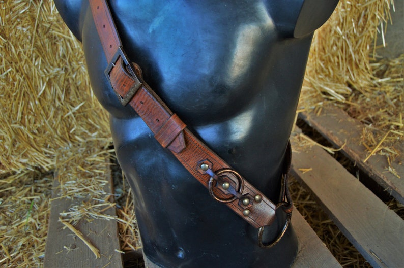 Double use leather belt, across the bust or as a normal belt. For LARP, COSPLAY, ATREZZO medieval viking pirate celtic image 1