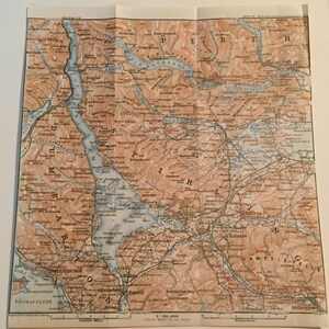 Vintage 1927 map of Perth, Sterling, Dumbarton, UK. Great gift idea!