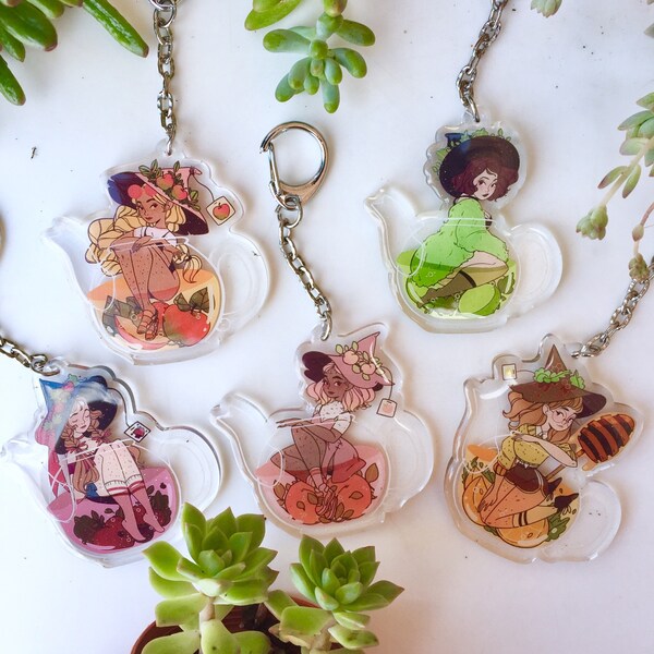Bruja de té claro accesorio de acrílico encanto - encanto de encanto - llavero - bolsa - bolsa