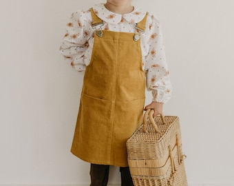 READY TO SHIP Girl's Overall Dress | Kid's Corduroy Jumper  | Vintage Style Children's Clothing | Handmade Slow Fashion Apparel Gift