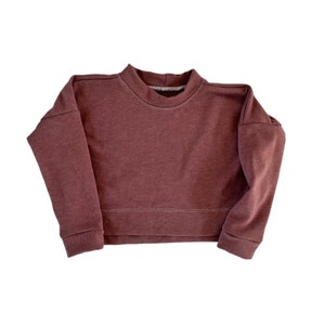 READY TO SHIP Child's Sweatshirt Kids Knit Top Children's Crop French Terry Top with Side Slits image 3