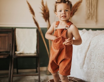 Children's Corduroy Overalls | Kids Shorts or Pant Jumper | Harem Style Romper | Vintage Style Unisex Kids Clothing | Family Photo Outfit