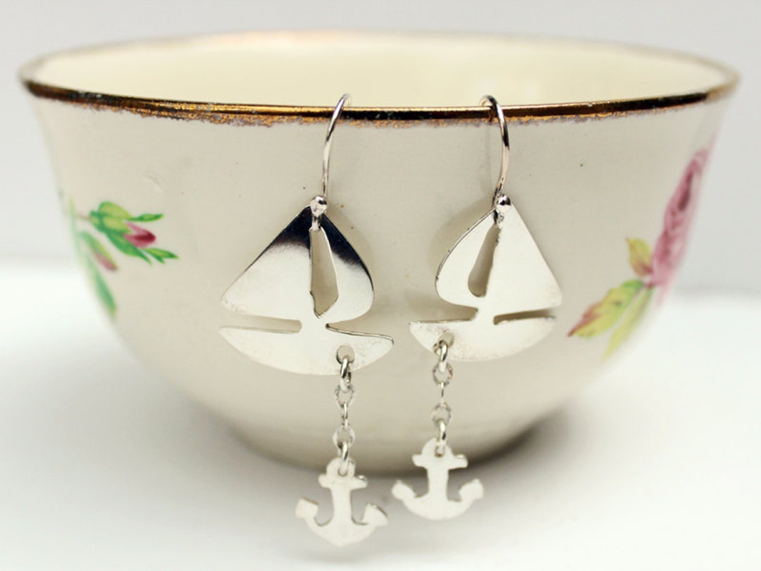 silver sailboat earrings
