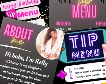 OnlyFans Trinkgeld-Menüvorlagen, bearbeitbare Canva-Designs (Digitaler Download)