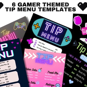 OnlyFans Tip Menu, Six Gamer Themed Tip Menu, Editable Canva Templates, OnlyFans Bundle, Fansly, OnlyFans Menu, Twitch Cam Girl, OnlyFans
