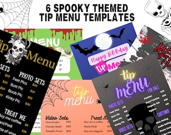 OnlyFans Tipp-Menü, Sechs gruselige thematische Tipp-Menü, Halloween OnlyFans Vorlage, OnlyFans Bundle, OnlyFans Menü, OnlyFans, Tip-Menü, bearbeitbar