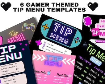 OnlyFans Tipp Menü, Sechs Gamer Themen Menü, Bearbeitbare Canva Vorlagen, OnlyFans Bundle, Fansly, OnlyFans Menü, Twitch Cam Girl, OnlyFans