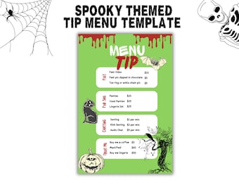 Spooky Halloween OnlyFans Tip Menüvorlage (bearbeitbare Canva)
