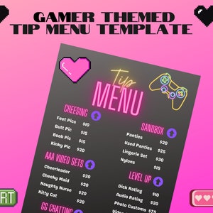 OnlyFans Tip Menu, Gamer Themed Tip Menu, Editable Canva Template, Fansly, OnlyFans Menu, Twitch Cam Girl, OnlyFans, Tip Menu, OnlyFans Idea