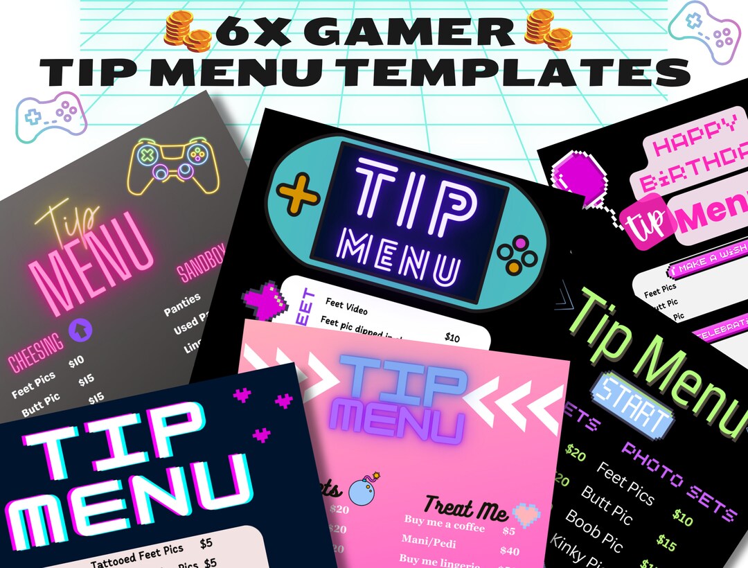 Onlyfans Tip Menu, Six Gamer Themed Tip Menu, Editable Canva Templates ...