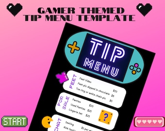 OnlyFans Tipp-Menü, Gamer-Themen-Tipp-Menü, bearbeitbare Canva-Vorlage, Fansly, OnlyFans-Menü, Twitch Cam Girl, OnlyFans, Tipp-Menü, OnlyFans-Idee