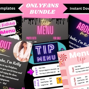 OnlyFan Tipp-Menü, Onlyfan, Onlyfan Preisliste, Onlyfan-Menü, Tipp-Menü, Onlyfan-Vorlage, sechs bearbeitbare Canva-Vorlagen, Onlyfan-Grafiken, oF