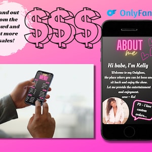 Onlyfans Tip Menu, Onlyfans Graphics Bundle, Six Editable Canva