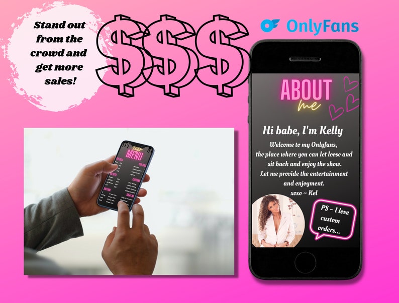 Onlyfans Tip Menu, Onlyfans Graphics Bundle, Six Editable Canva