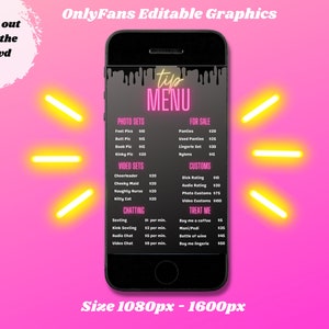 OnlyFans Tip Menu, OnlyFans Graphics, Edytowalne Szablony Canva, OnlyFans Menu Template, Tip Menu Template, OnlyFans Edytowalny Szablon, oF