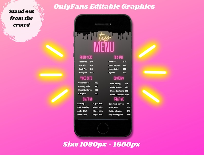 Onlyfans Tip Menu, Onlyfans Graphics, Editable Canva Templates ...