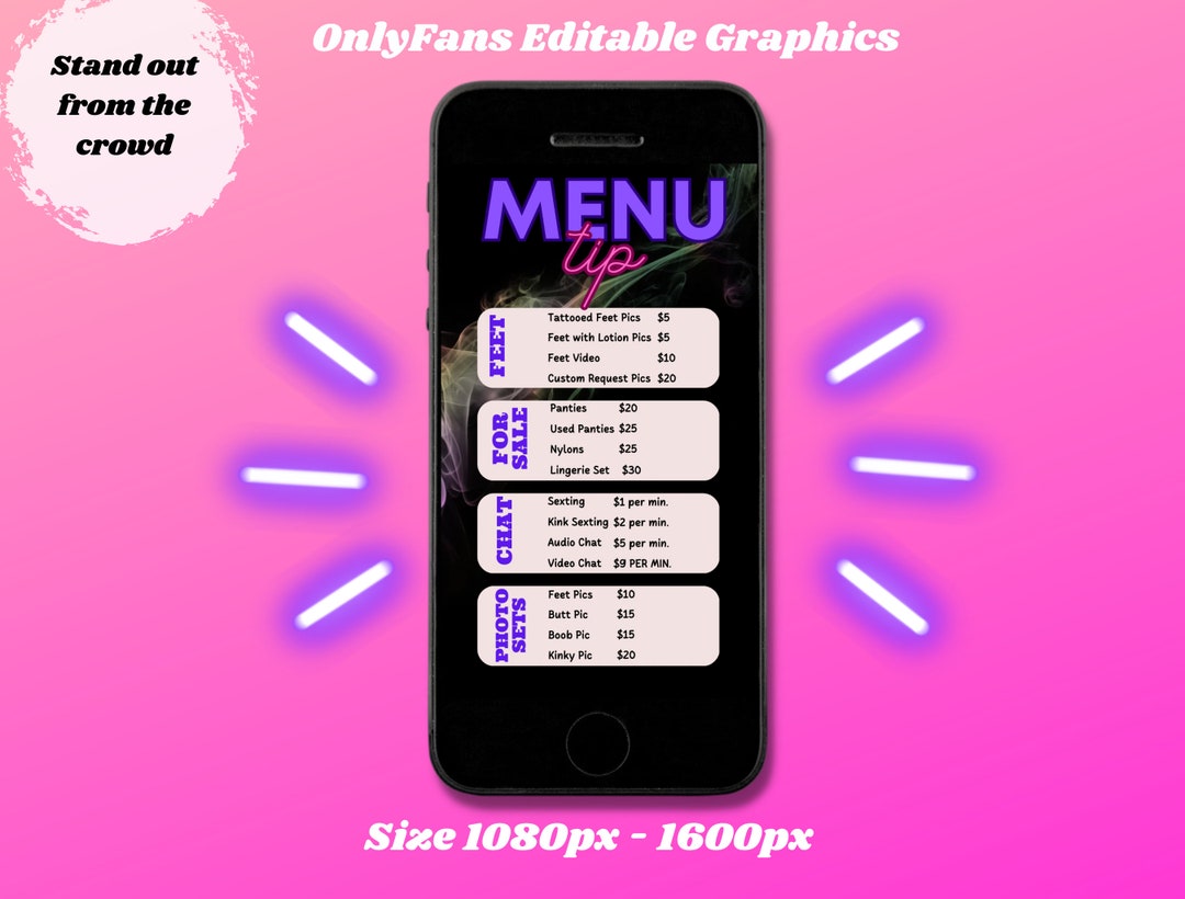 Onlyfans Tip Menu, Onlyfans Graphics, Editable Canva Templates ...