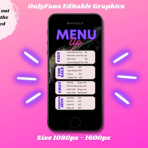 OnlyFans Tip Menu, OnlyFans Graphics, Edytowalne Szablony Canva, OnlyFans Menu Template, Tip Menu Template, OnlyFans Edytowalny Szablon, oF