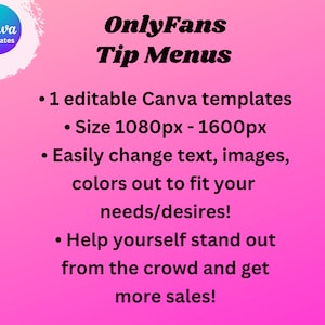 Onlyfans Tip Menu, Onlyfans Graphics, Editable Canva Templates