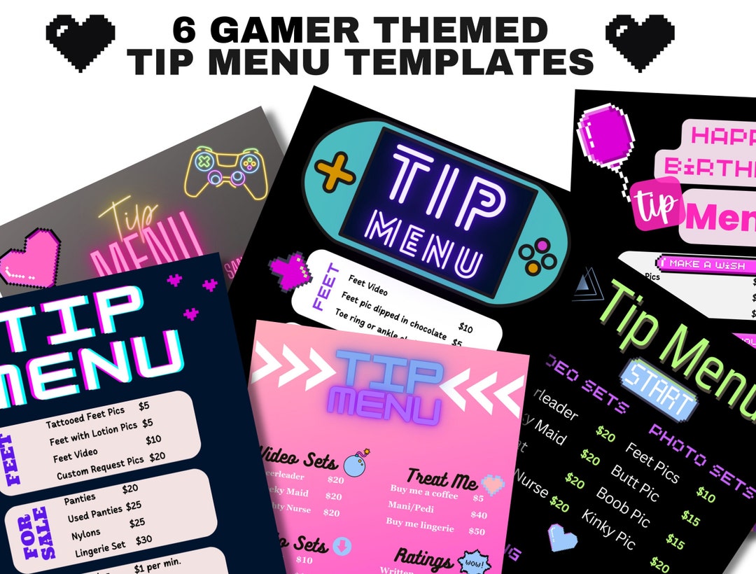 Onlyfans Tip Menu, Six Gamer Themed Tip Menu, Editable Canva Templates ...