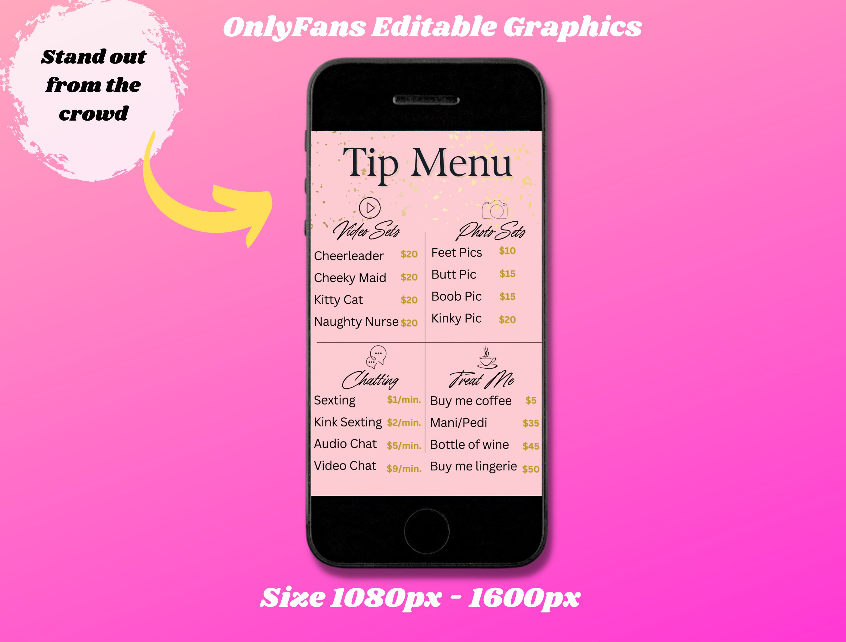 Onlyfans Tip Menu, Onlyfans Graphics, Three Editable Canva Templates ...