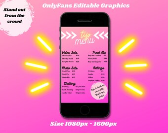 OnlyFans Tipp Menü, OnlyFans Grafiken, Bearbeitbare Canva Vorlagen, OnlyFans Menü Vorlage, Tipp Menü Vorlage, OnlyFans Bearbeitbare Vorlage, oF