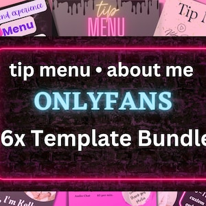 OnlyFans Tip Menu, Pakiet grafik OnlyFans, Sześć edytowalnych szablonów Canva, Szablon menu OnlyFans, Szablon menu Tip, OnlyFans O mnie