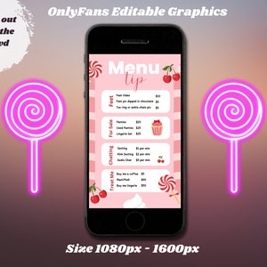 OnlyFans Tip Menu, OnlyFans Graphics, Edytowalny Szablon Canva, OnlyFans Menu Template, Tip Menu Template, OnlyFans Edytowalny Szablon, Cherry