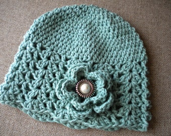 Bonnet de printemps pour femme, chapeau au crochet pour femme, bonnet avec fleur, chapeau au crochet, chapeau femme, accessoires femme, chapeau en coton d'été