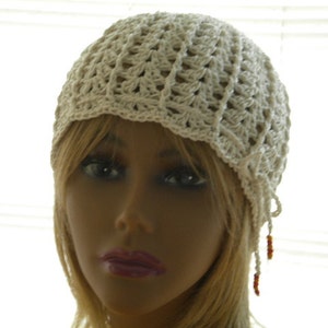 Crochet Beanie Hat for Women: Handmade Mercerized Cotton Summer Hat