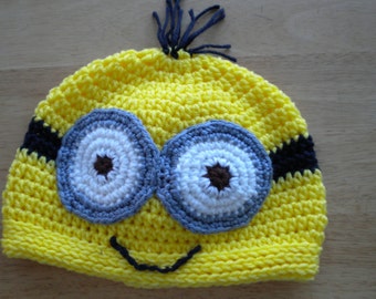 Minion Crochet Hat, Beanie Hat, Boy Minion Hat, Kid Crochet Hat, Crochet Hat, Baby Crochet Hat.