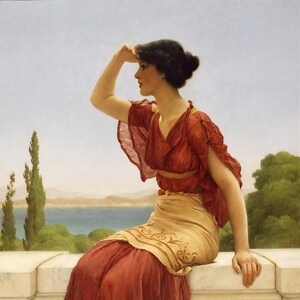 John William Godward - The Signal (1899) Museum Quality Rolled Oil Painting Reproduction (D6040)