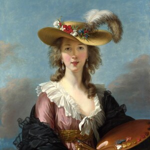 Elisabeth Louise Vigée Le Brun (1755-1842) - Self Portrait in a Straw Hat, Museum Quality Rolled Oil Painting Reproduction (D6040)