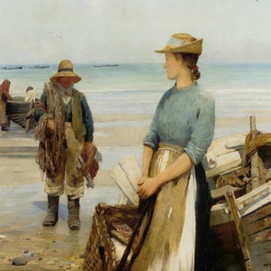 Thomas Benham - The Days Catch (1890) Museum Quality Rolled Oil Painting Reproduction (D6040)