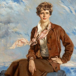 Howard Chandler Christy - Amelia Earhart (1933) Museum Quality Rolled Oil Painting Reproduction (D6040)