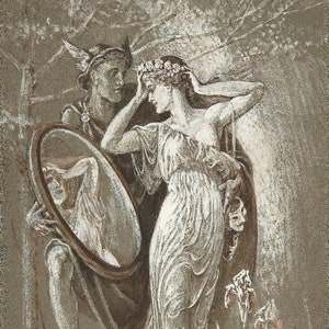 Walter Crane - The Mirror of Venus (c.1890) Museum Quality Rolled Oil Painting Reproduction (D6040)
