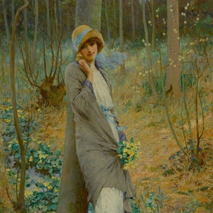 William Henry Margetson - Marsh Marigolds (1924) Museum Quality Rolled Oil Painting Reproduction (D6040)