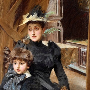 Anders Zorn - Mrs Weguelin and Her Son (1889) Museum Quality Rolled Oil Painting Reproduction (D6040)