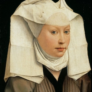 Rogier van der Weyden - Portrait of a Woman with a Winged Bonnet (1460) Museum Quality Rolled Oil Painting Reproduction (D6040)