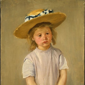 Mary Cassatt - Child in a Straw Hat (c1886) Museum Quality Rolled Oil Painting Reproduction (D6045)