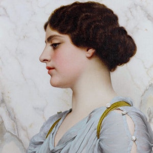 John William Godward - A Roman Beauty (1912) Museum Quality Rolled Oil Painting Reproduction (D6045)