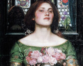 John William Waterhouse - Gather Ye Rosebuds While Ye May (1909) Museum Quality Oil Painting Reproduction (D6045)