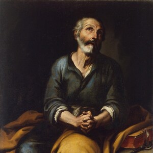 Bartolome Esteban Murillo - The Repentance of Saint Peter Hand Painted Museum Quality Rolled Oil Painting Reproduction (D6050)