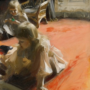 Anders Zorn - Portrait of the Daughters of Ramón Subercaseaux Hand Painted Museum Quality Rolled Oil Painting Reproduction (D6050)
