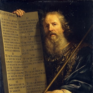 Philippe de Champaigne - Moïse présentant les tablettes de la loi Reproduction peinte à la main de peinture à l'huile laminée de qualité muséale (D6050)