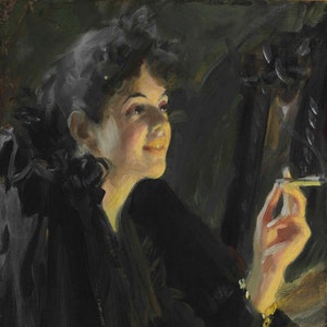 Anders Zorn - The Cigarette Girl (1892) Hand Painted Museum Quality Rolled Oil Painting Reproduction (D6050)