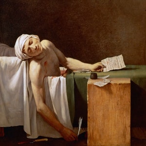 Jacques-Louis David - The Death of Marat (1793) Hand Painted Museum Quality Rolled Oil Painting Reproduction (D6050)