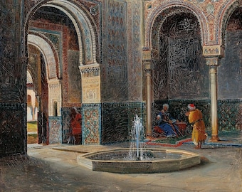 Francisco Muros Ubeda - L’Alhambra (1905) Musée peint à la main Reproduction de peinture à l’huile de qualité (D6050)