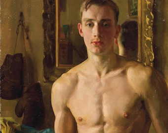 Konstantin Somov - The Boxer (1933) Hand Painted Museum Quality Rolled Oil Painting Reproduction (D6050)