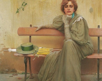 Vittorio Matteo Corcos - Rêves (1896) Peint à la main Musée Qualité Peinture à l’huile Reproduction (D6050)